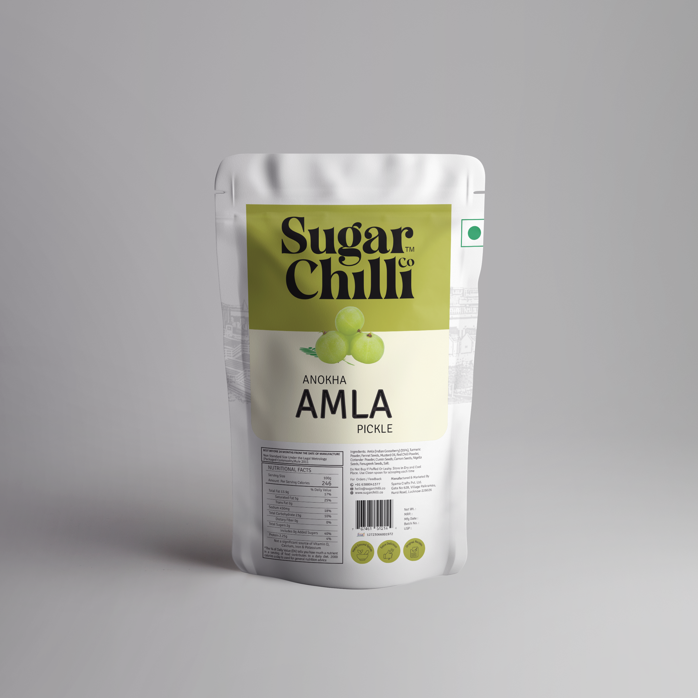 Home-made Amla Pickle (Food-Grade Safe Pouch)